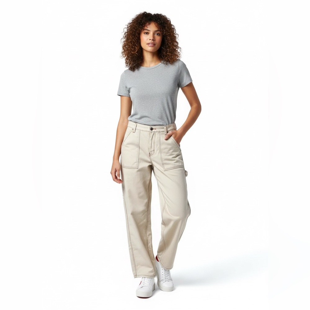 Simple Society Y2K White Cargo Jeans Sz 5